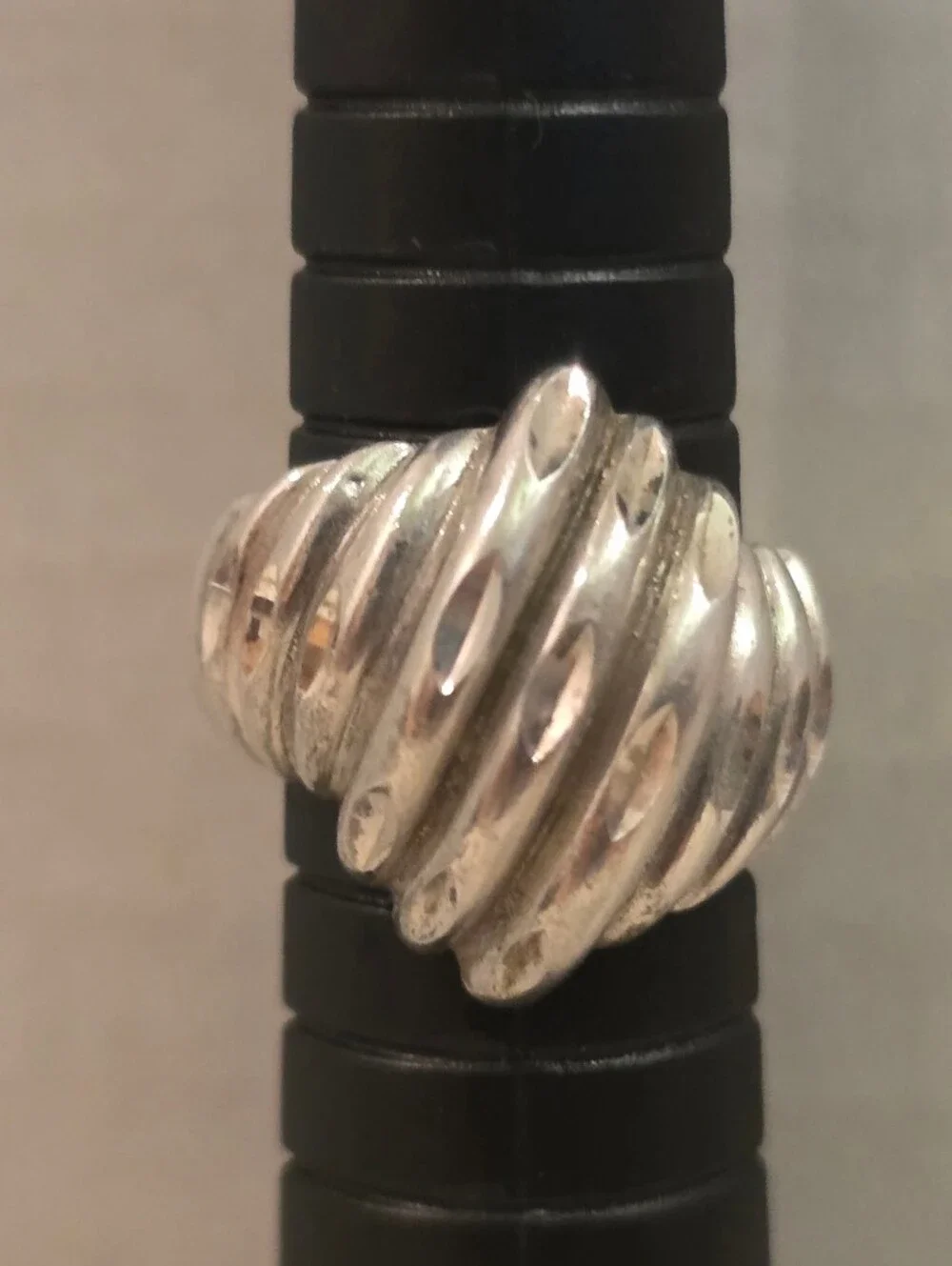 Vintage Schube's 925 Sterling Silver Modernist Ribbed Dome Ring Size 5.5